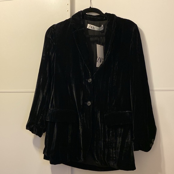 WRINKLED VELVET COAT black - Picture 3 of 5